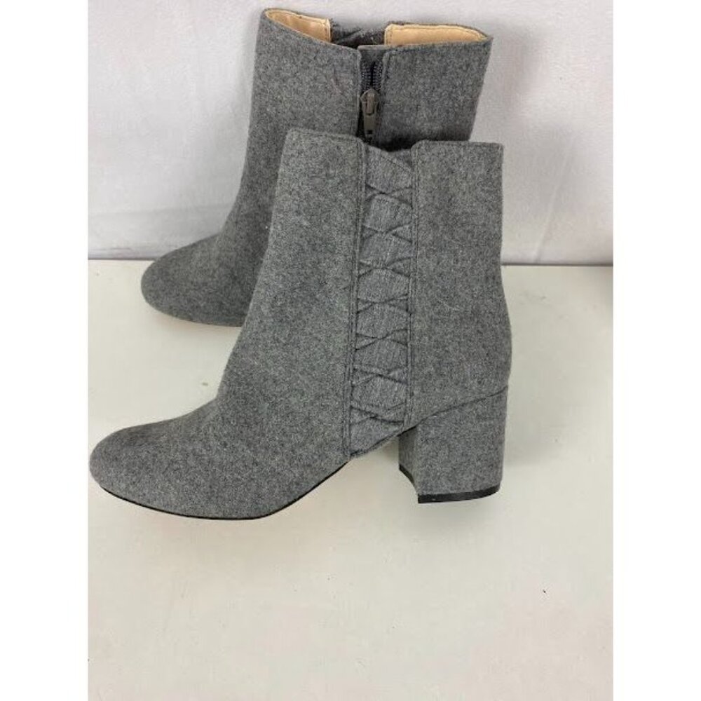 Nine West Gray Wool Dress Fabric Zip Ankle Boots Women's 9.5 - Picture 2 of 10